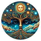 Cosmic Sun Mandala round wooden puzzle